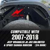 Fender Liners for Jeep JK | 07-18 Jeep Wrangler JK & JKU Unlimited Sport Sahara Rubicon | Yzona